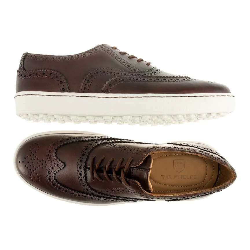 Clubhouse Wingtip Sheepskin Sneaker in Brandy (Size 10 1/2) by T.B. Phelps