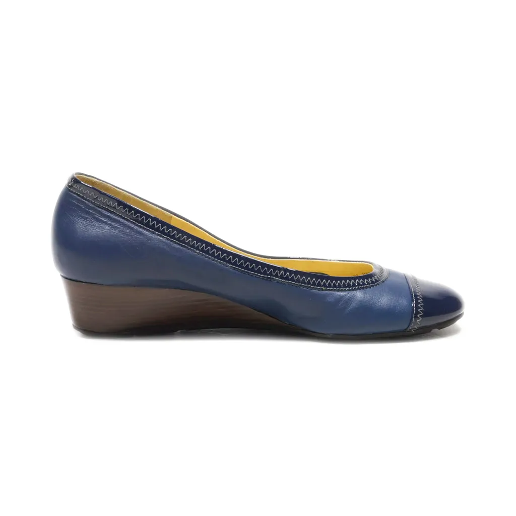Cole Haan Wedge Shoes Leather Blue Colour For Women