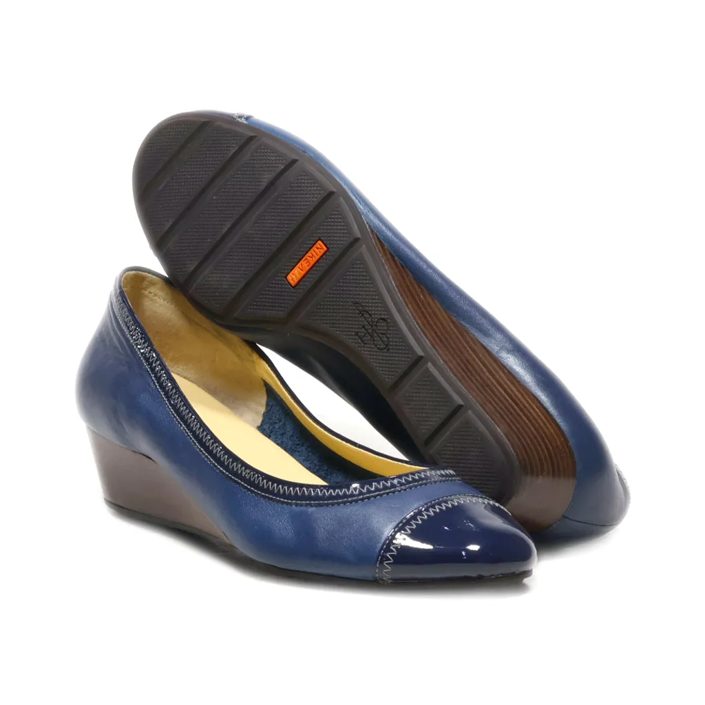 Cole Haan Wedge Shoes Leather Blue Colour For Women