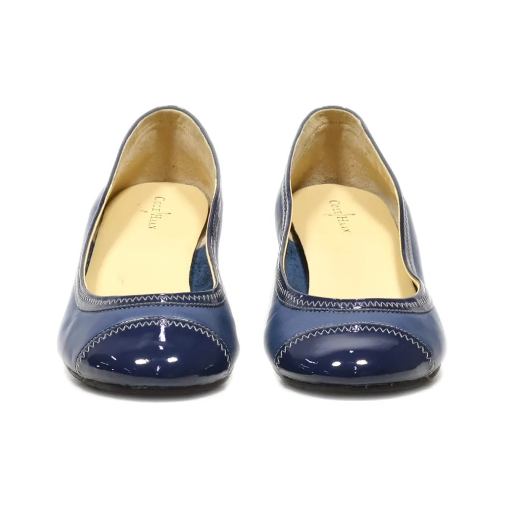 Cole Haan Wedge Shoes Leather Blue Colour For Women