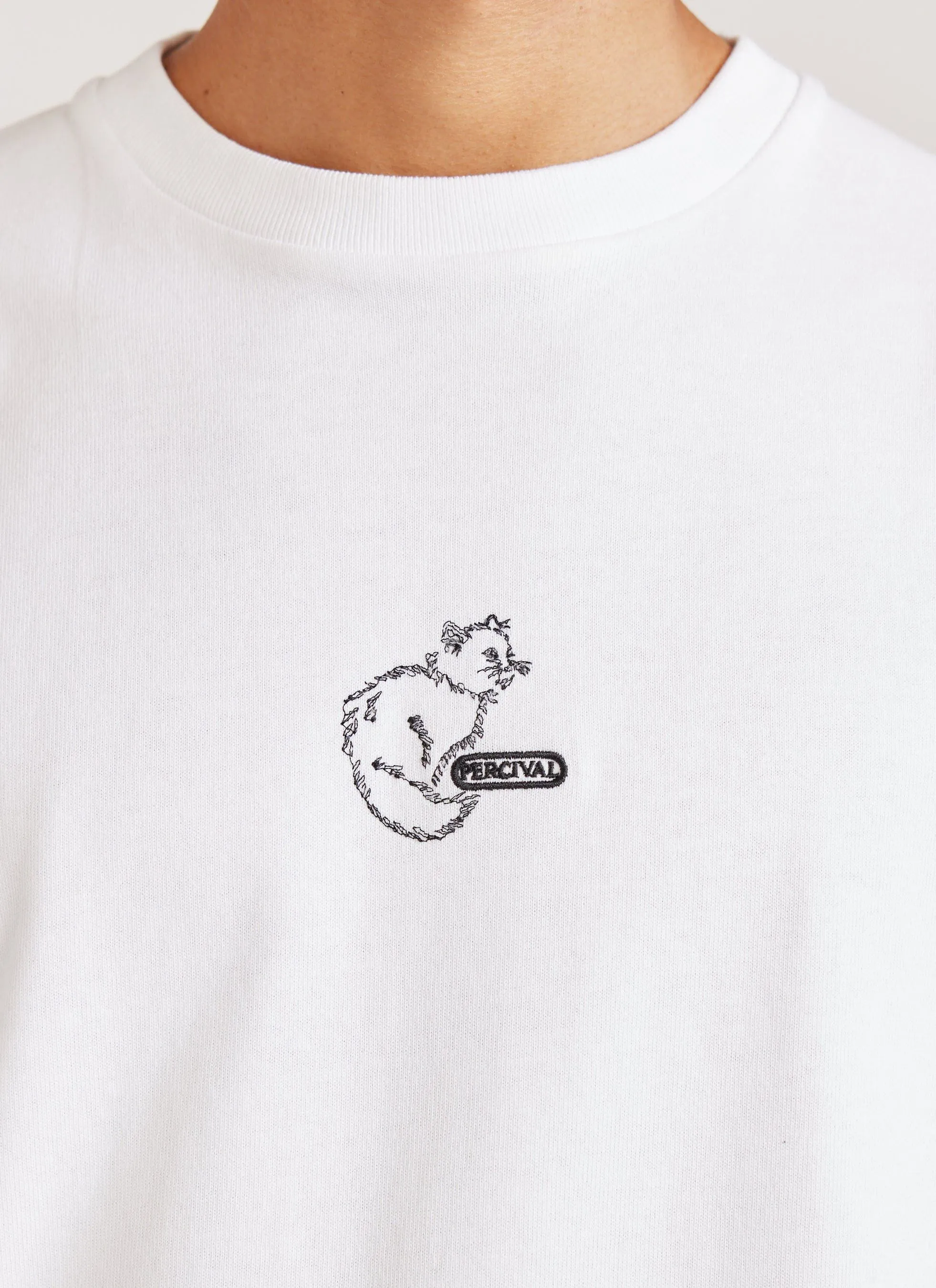 Cotter Cat Oversized T Shirt | Embroidered Organic Cotton | White