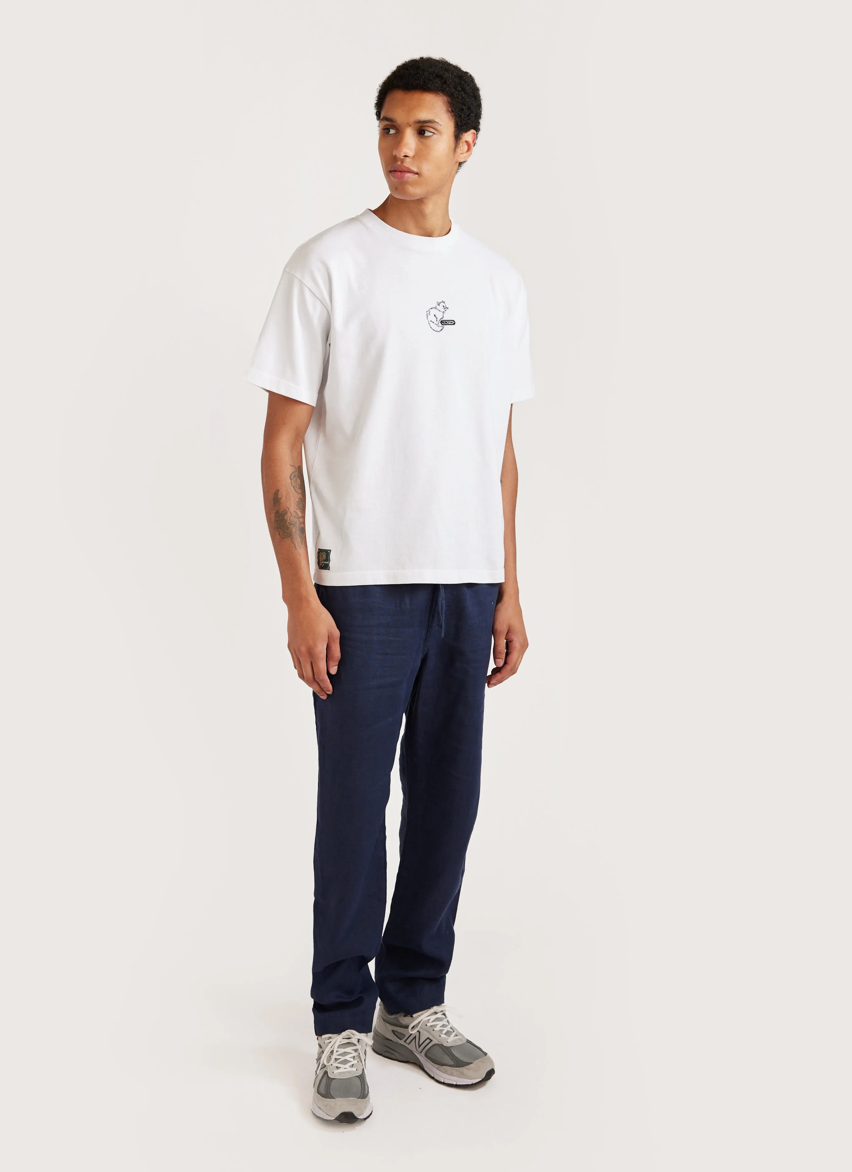 Cotter Cat Oversized T Shirt | Embroidered Organic Cotton | White