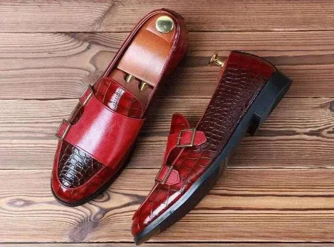 Crocodile pattern microfiber shoes
