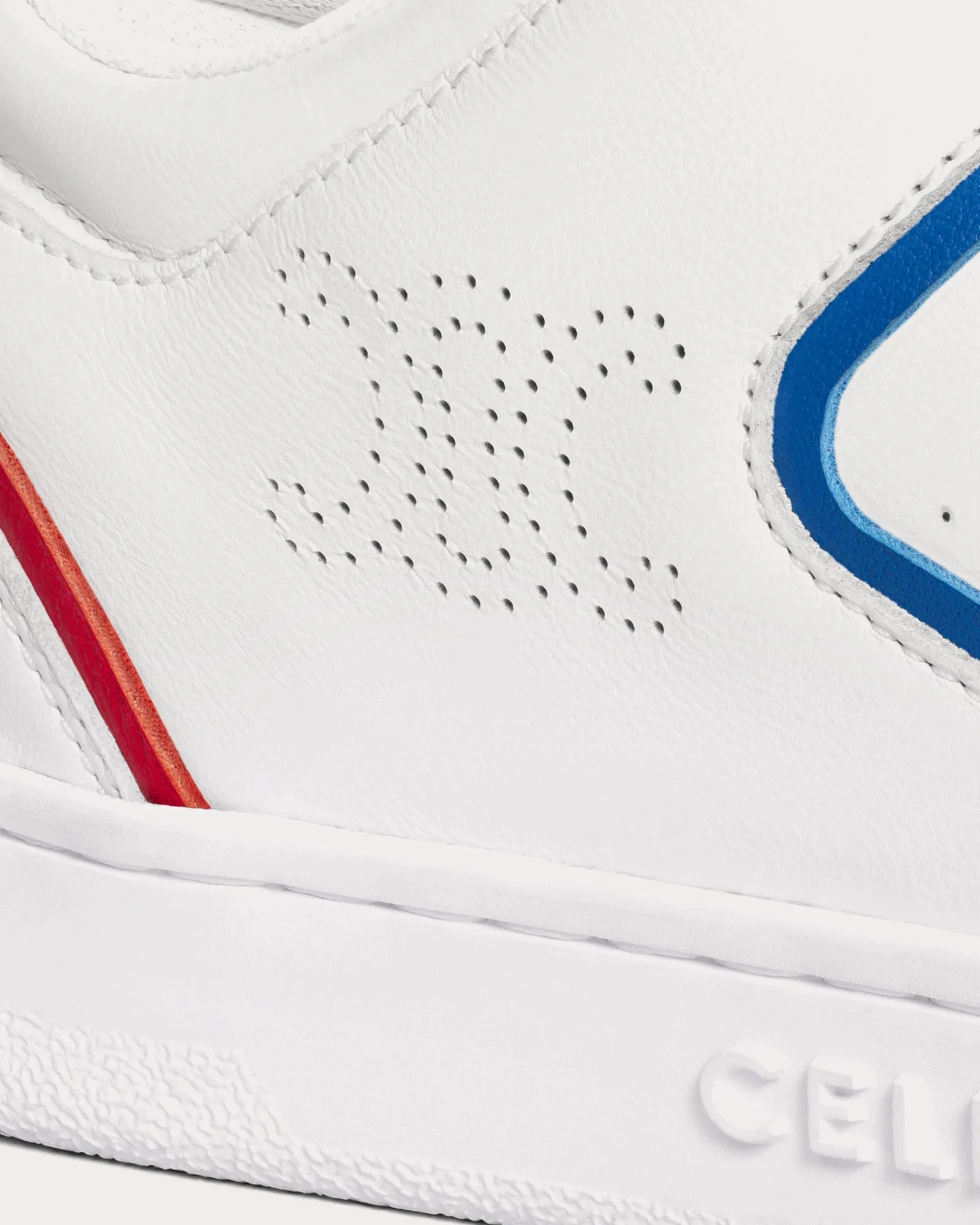 CT-10 Lace-Up Calfskin Optic White / Blue / Red / Silver Low Top Sneakers