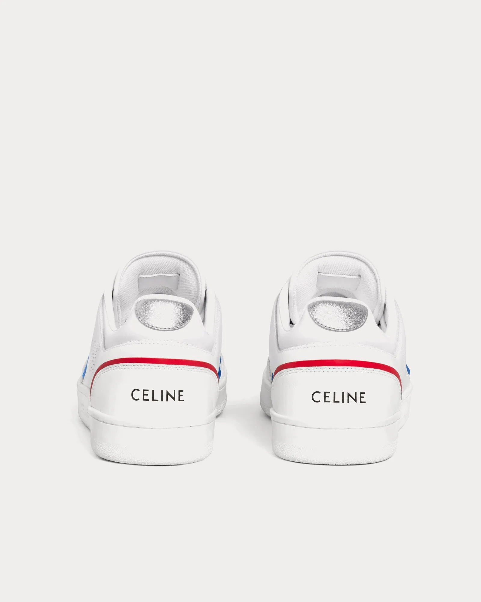 CT-10 Lace-Up Calfskin Optic White / Blue / Red / Silver Low Top Sneakers