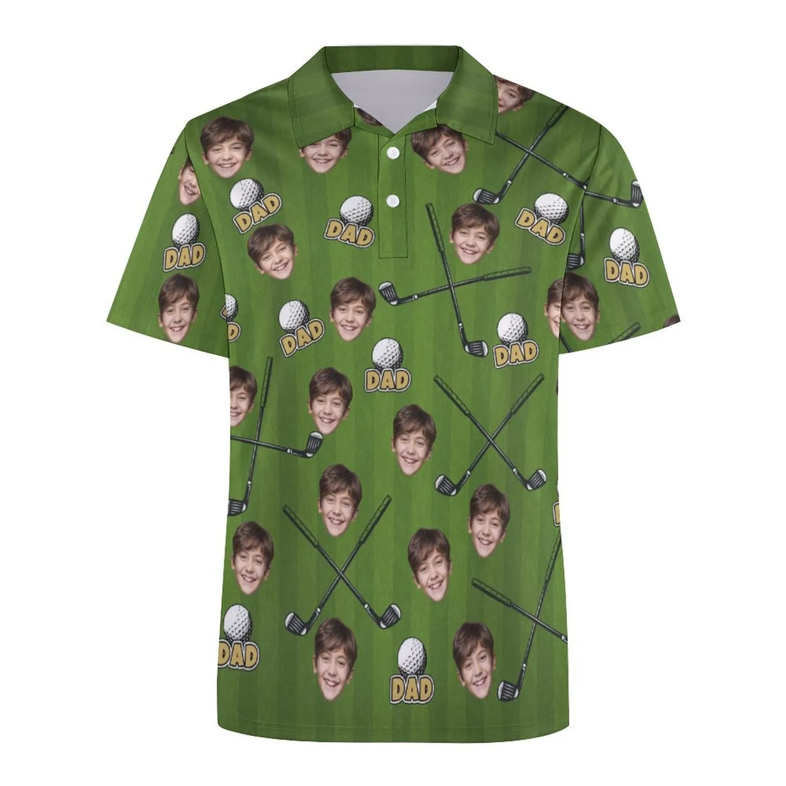 Custom Face My DAD All Over Print Black Polo Shirt Personalized Men's Golf Shirt