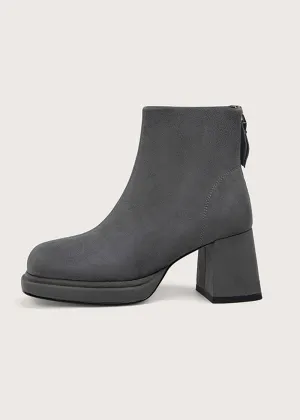 Danielle Suede Leather Platform Chunky Heel Booties