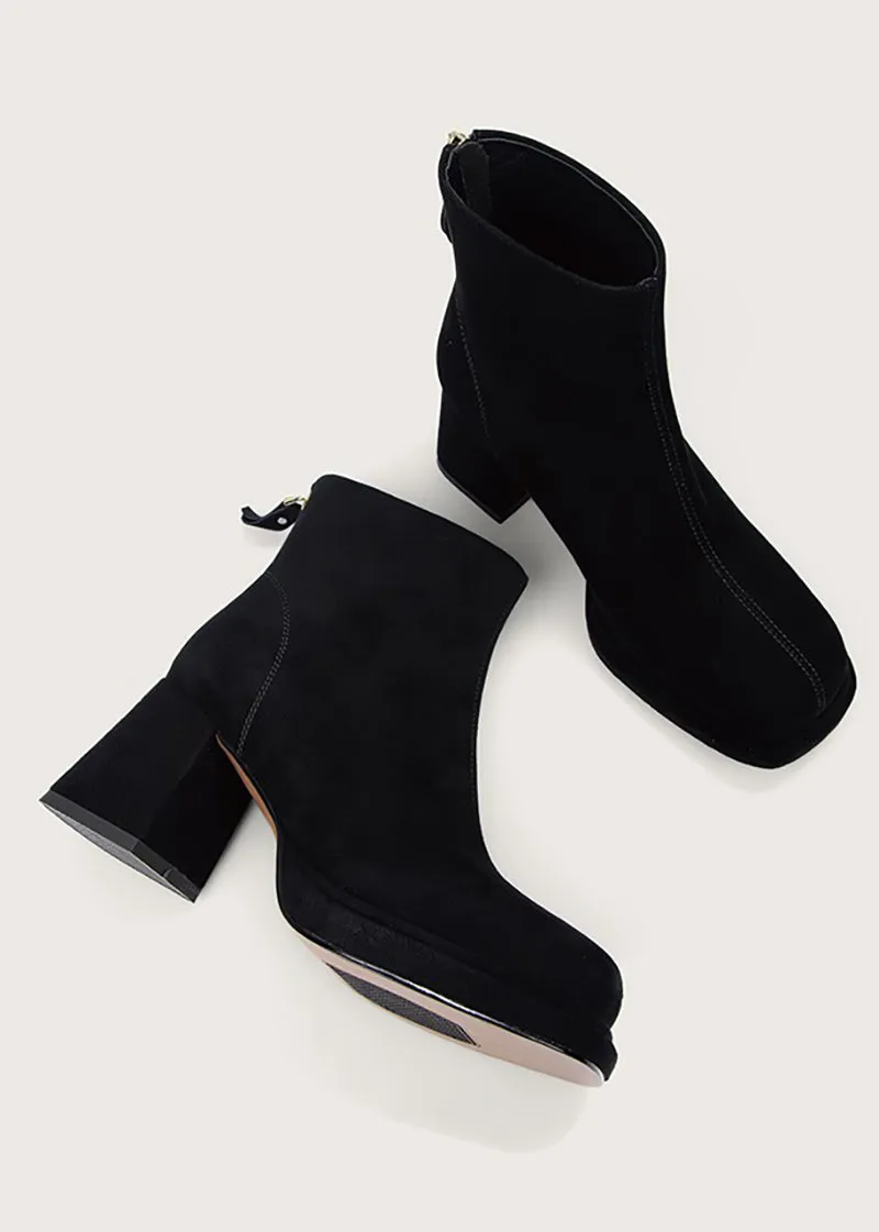 Danielle Suede Leather Platform Chunky Heel Booties