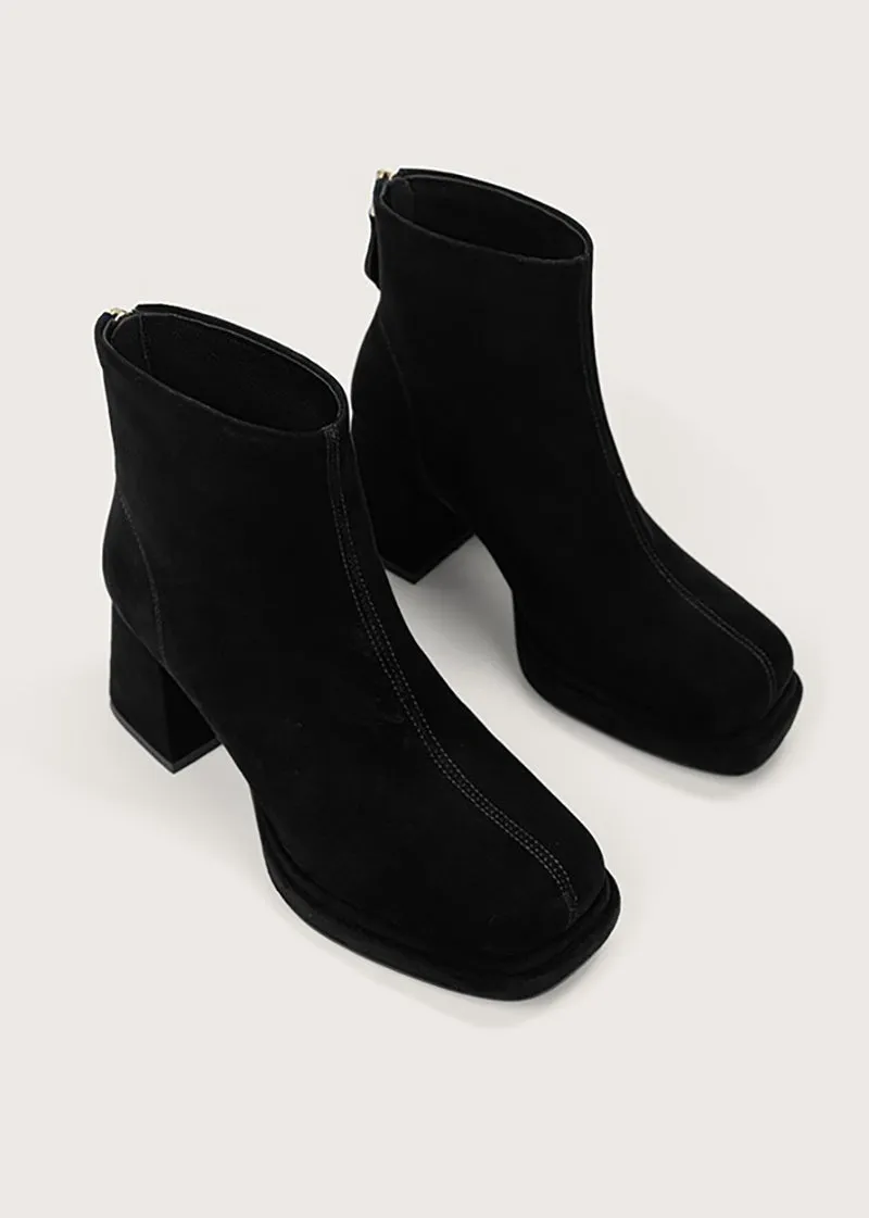 Danielle Suede Leather Platform Chunky Heel Booties