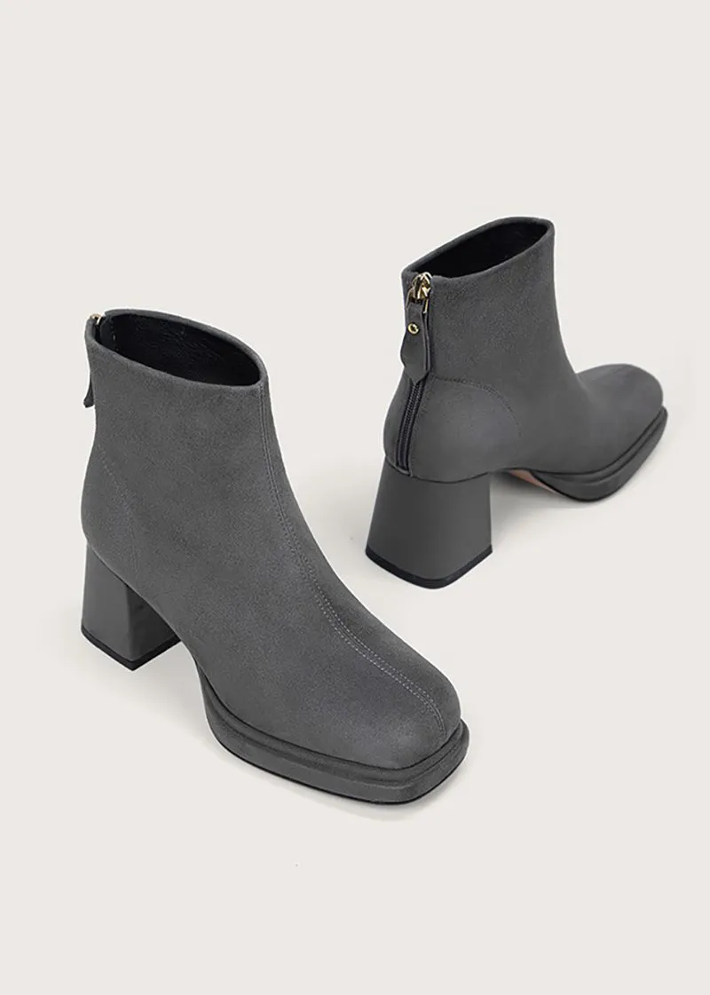 Danielle Suede Leather Platform Chunky Heel Booties