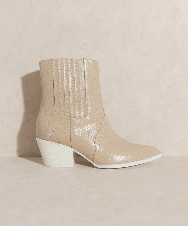 Dawn - Paneled Western Heeled Bootie