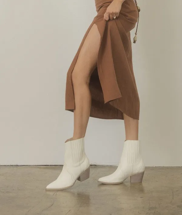 Dawn - Paneled Western Heeled Bootie