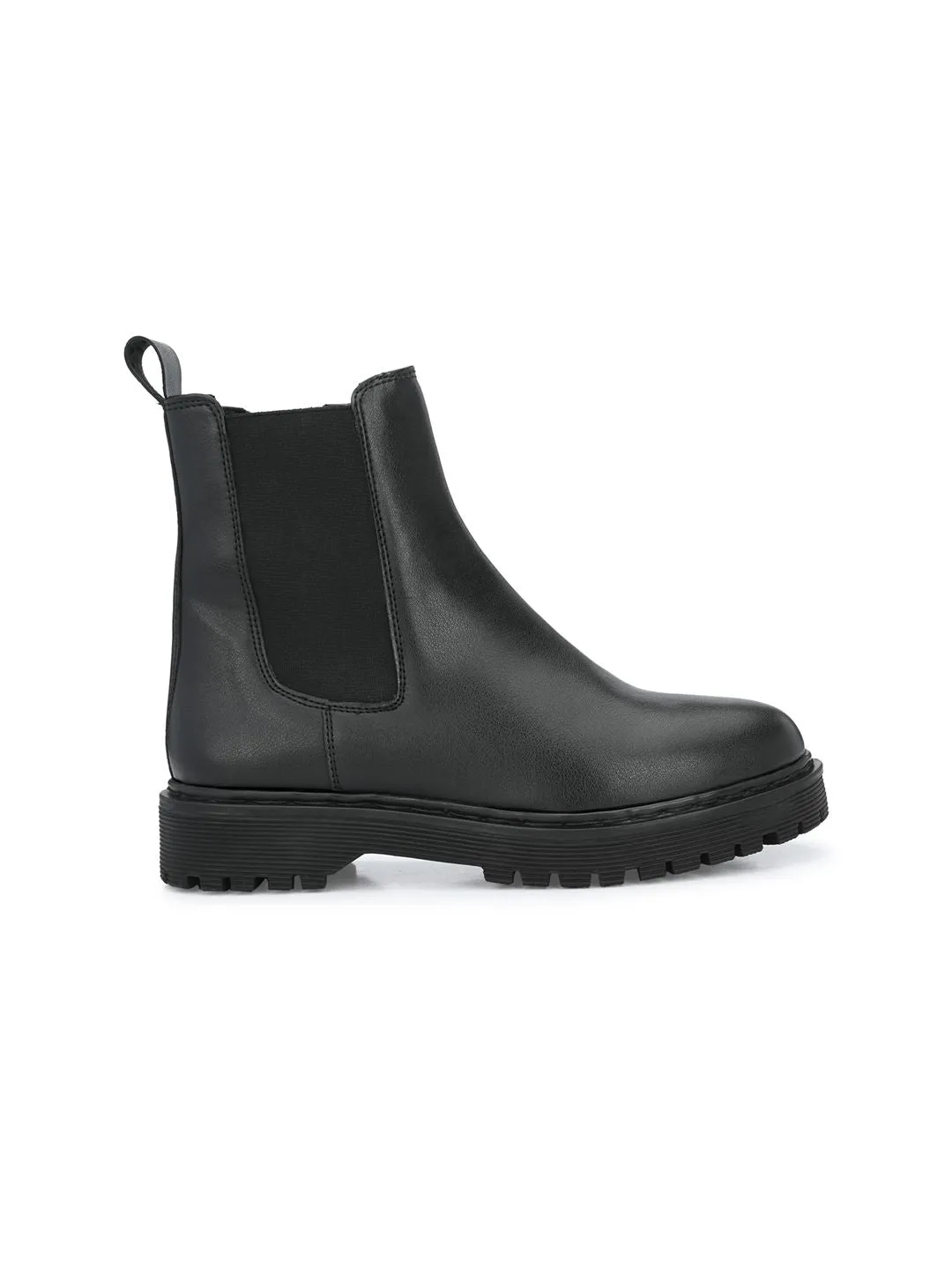 Delize Women Black Solid Vegan Leather Chelsea Boots