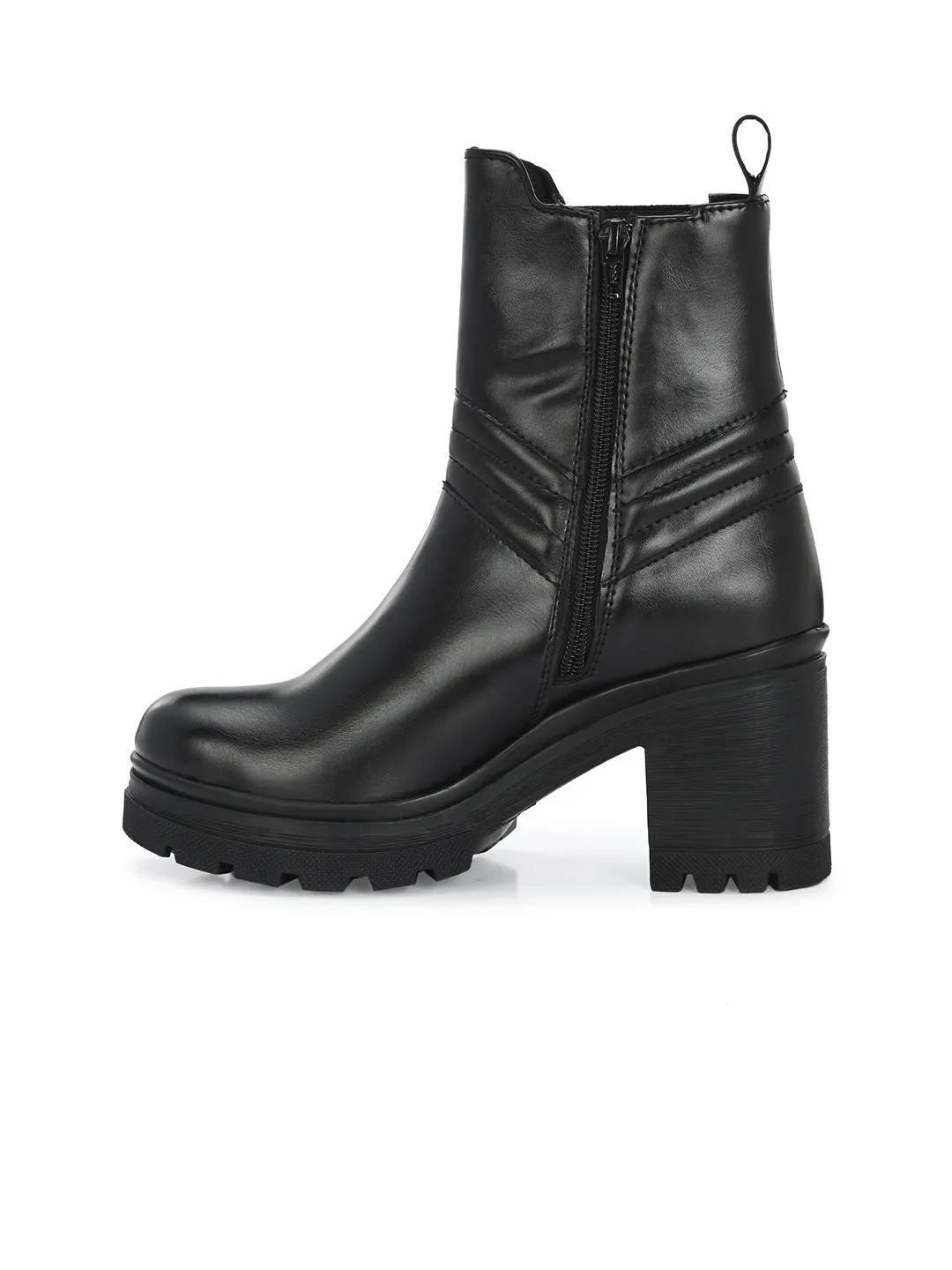 Delize Women Block Heeled High-Top Chelsea Boots