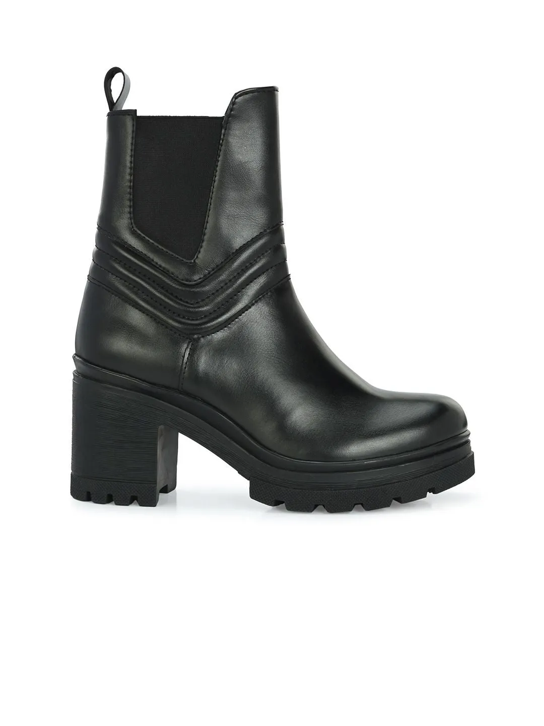 Delize Women Block Heeled High-Top Chelsea Boots