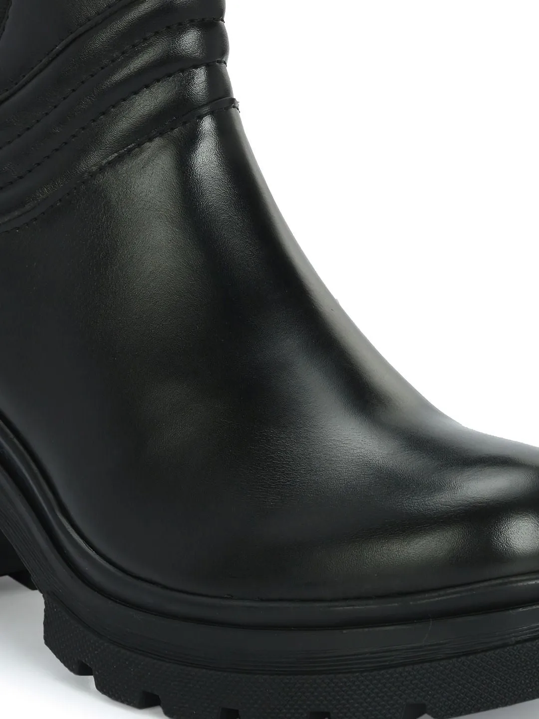 Delize Women Block Heeled High-Top Chelsea Boots