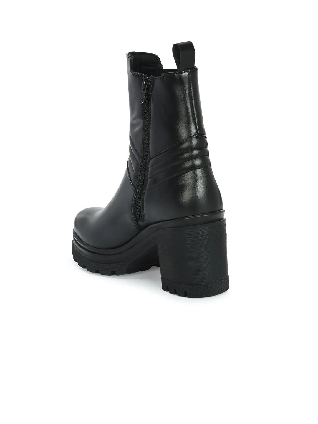 Delize Women Block Heeled High-Top Chelsea Boots