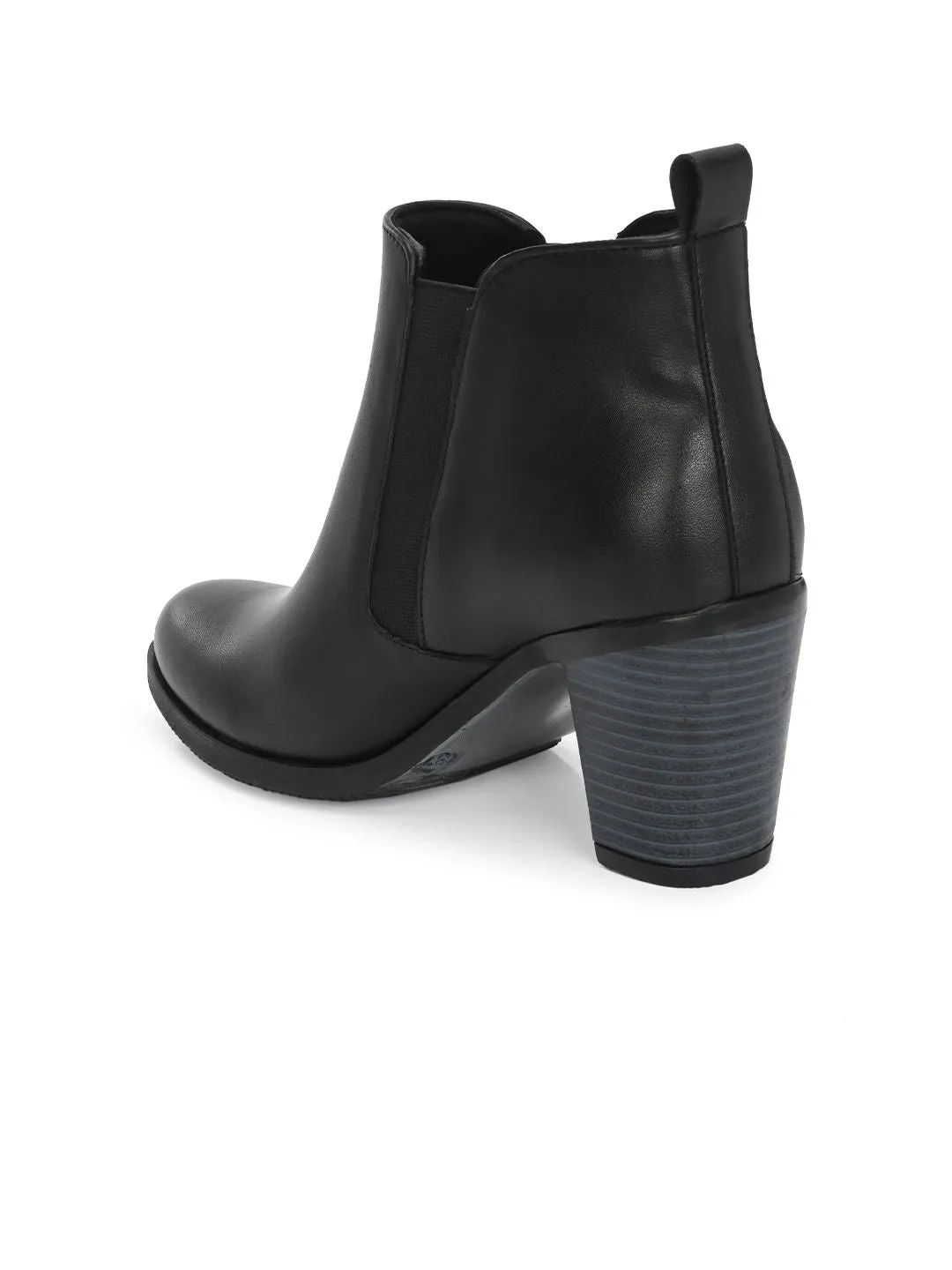 Delize Women Block Heeled Vegan Leather Chelsea Boots