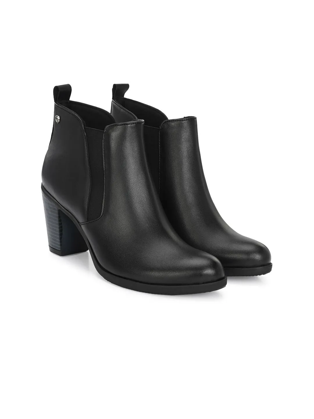Delize Women Block Heeled Vegan Leather Chelsea Boots