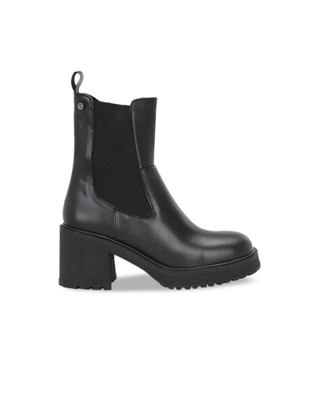 Delize Women Square Toe Mid Top Leather Platform Heel Regular Boots
