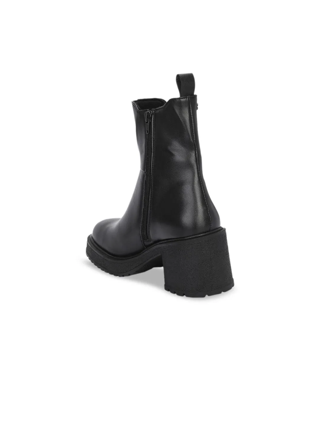 Delize Women Square Toe Mid Top Leather Platform Heel Regular Boots