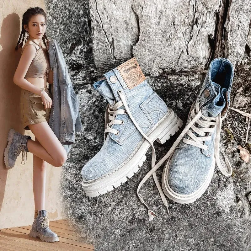 Denim Ankle Boots Retro - Maya