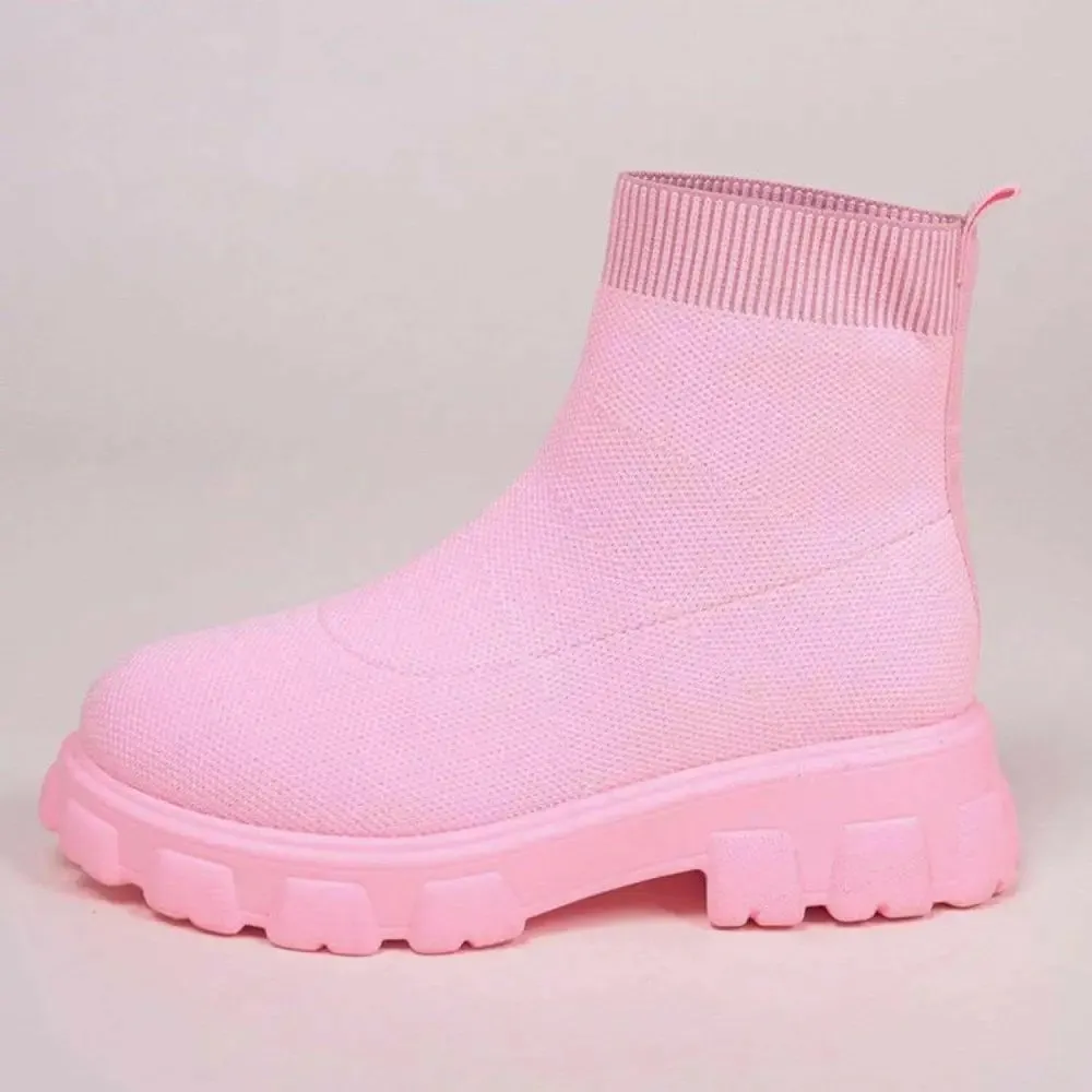 Elevate Your Style with Luxury Mesh Round Toe Platform Boots
