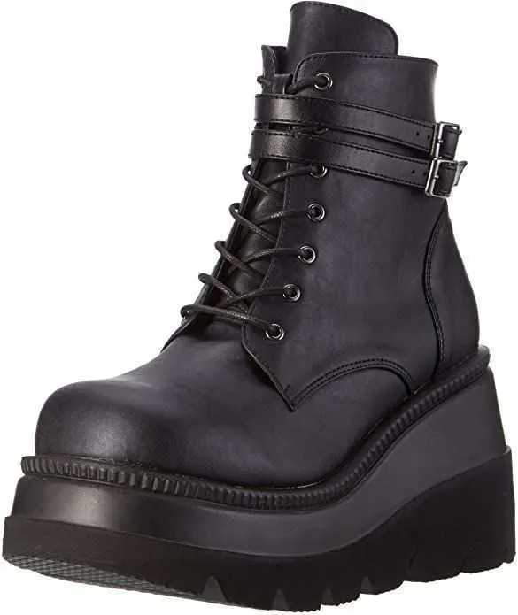 Fashion Chunky High Heel Ankle Booties Platform Lace up  Boots for Women