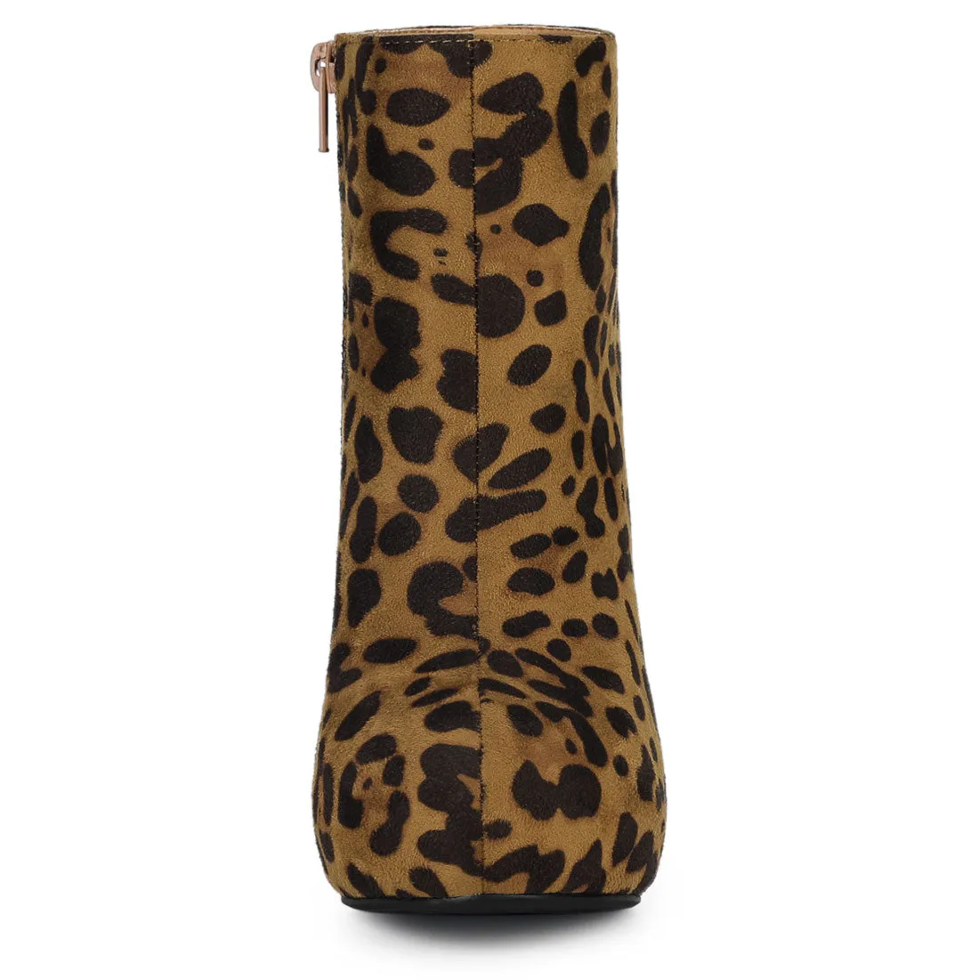 Faux Leather Round Toe Platform Chunky Heel Ankle Boots