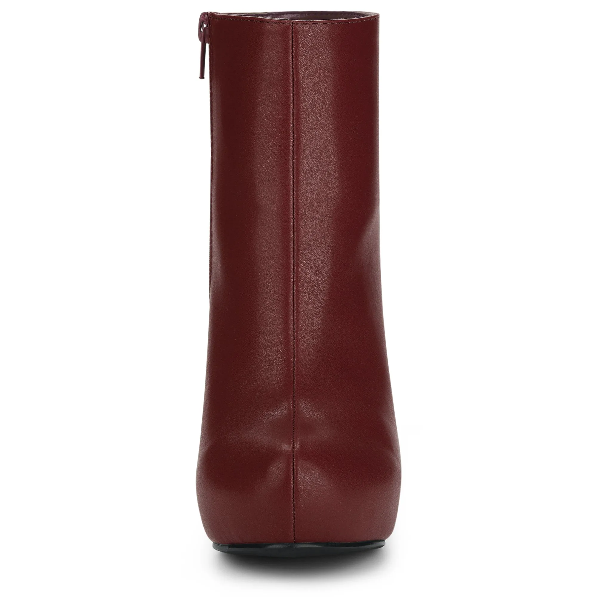 Faux Leather Round Toe Platform Chunky Heel Ankle Boots