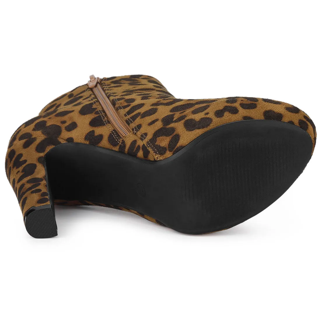 Faux Leather Round Toe Platform Chunky Heel Ankle Boots