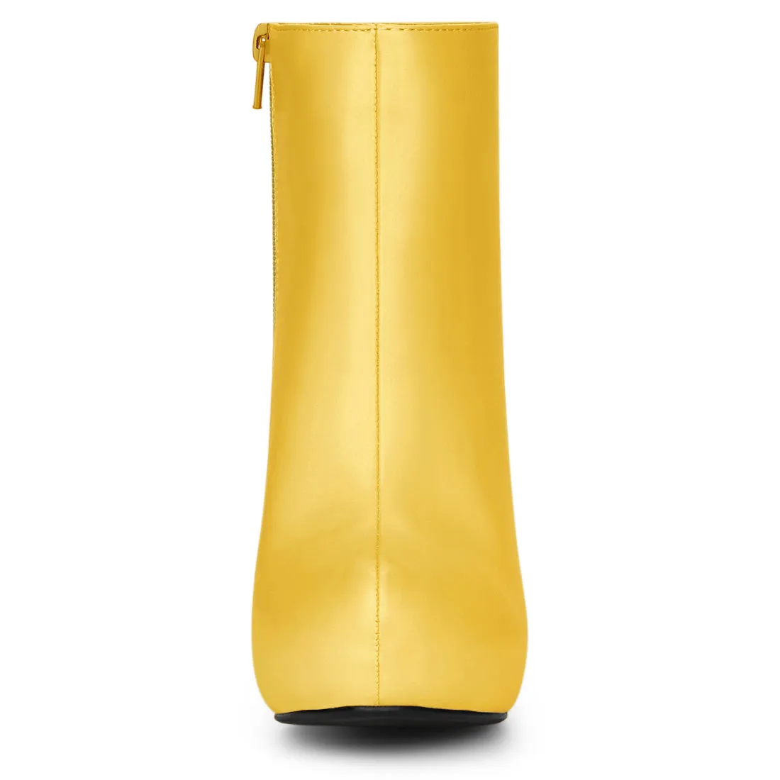 Faux Leather Round Toe Platform Chunky Heel Ankle Boots