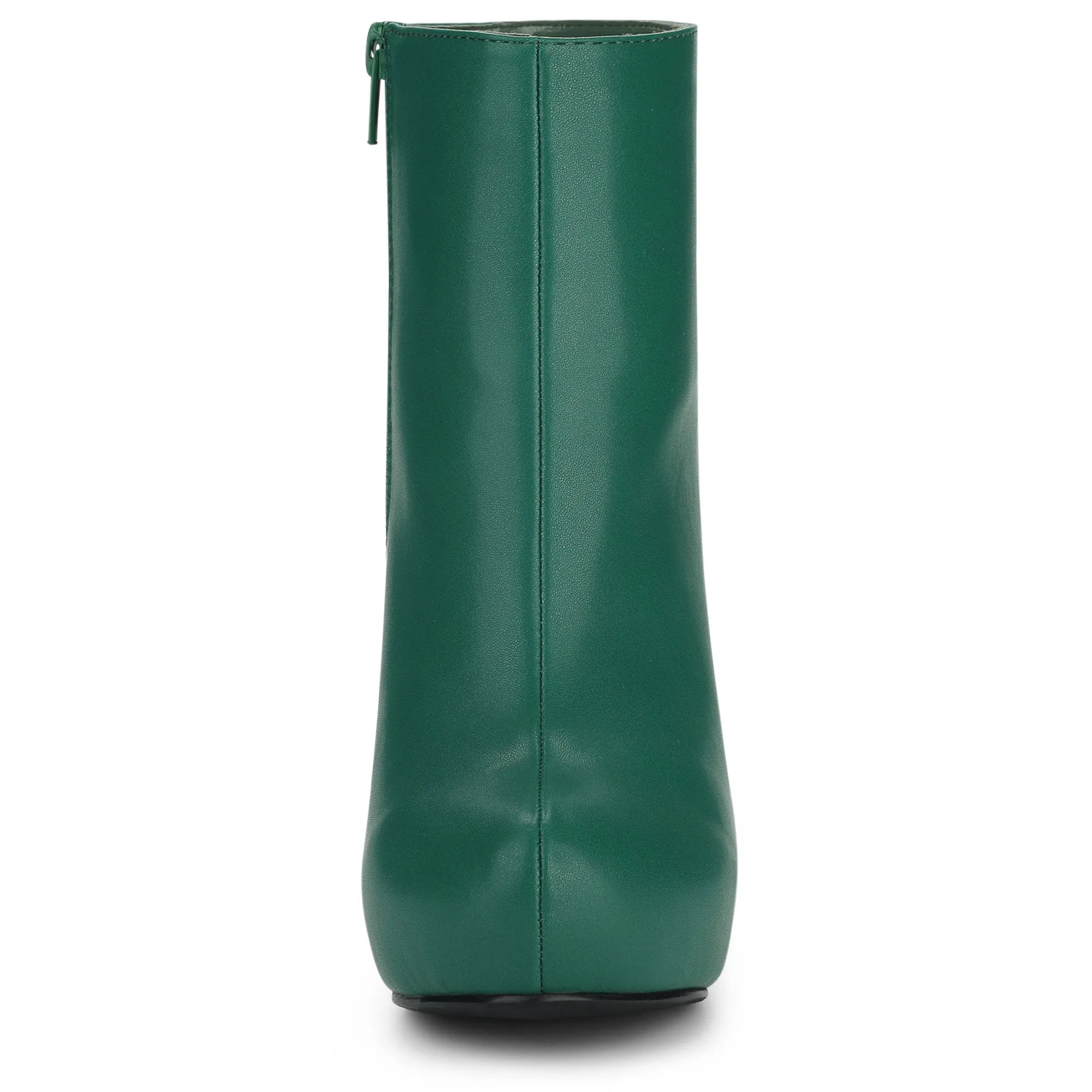 Faux Leather Round Toe Platform Chunky Heel Ankle Boots