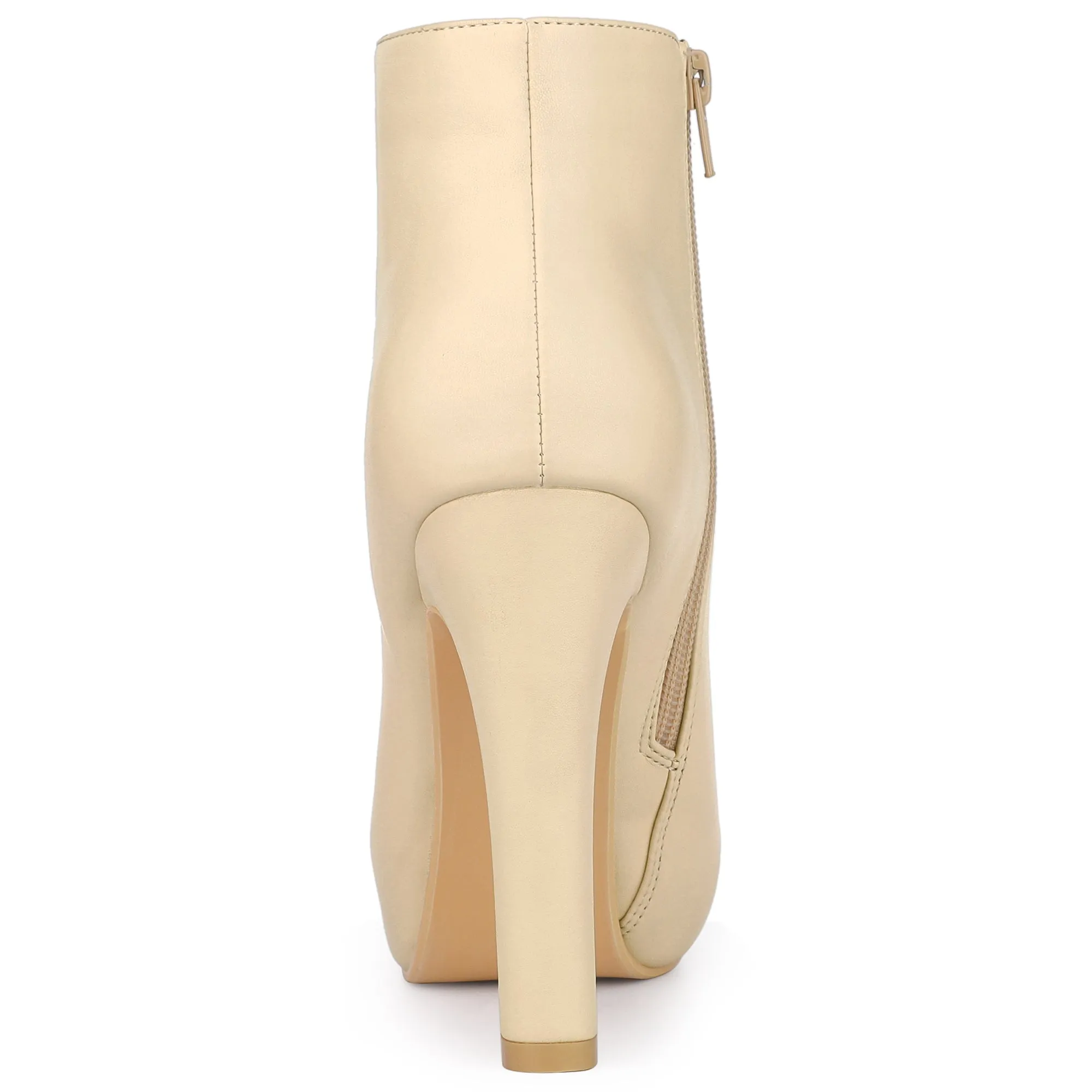 Faux Leather Round Toe Platform Chunky Heel Ankle Boots