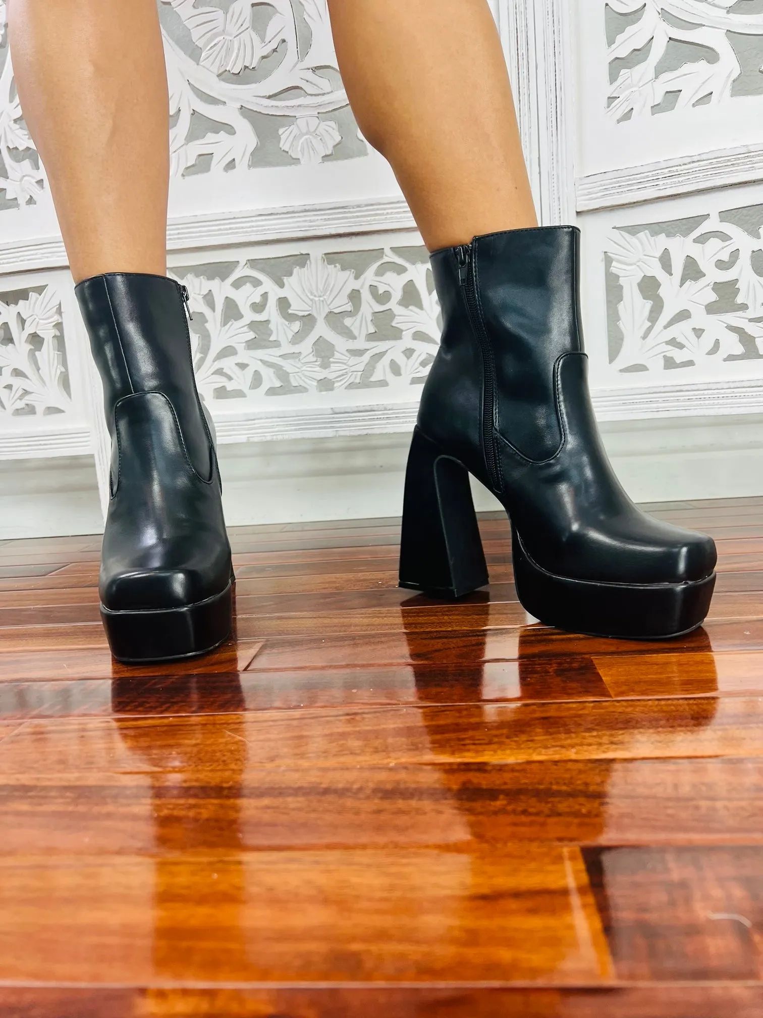 FEEL IT STILL BOGO SALE Square Heel Chunky Platform Booties