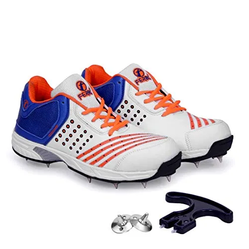 Feroc Men's Synthetic Adf Cricket Spikes Shoes (Orange, 9.5)