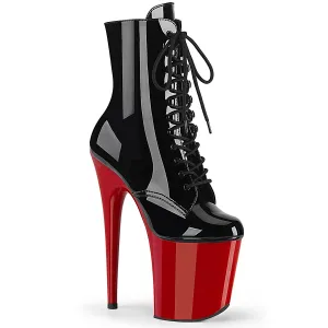 Flamingo-1020 Black Patent/Red, 8" Heel