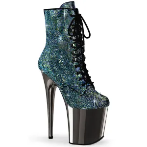 Flamingo-1020CHRS Turquoise Multi RS/Pewter Chrome, 8" Heels