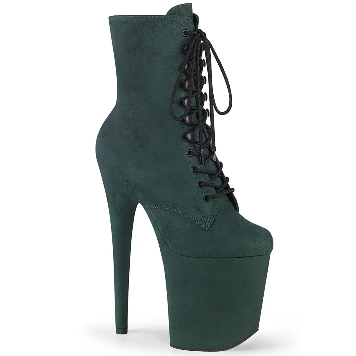 Flamingo-1020FS Emerald Green Faux Suede, 8" Heels