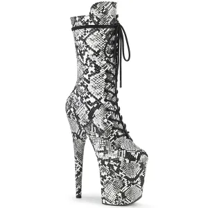 Flamingo-1050SP Black-White Snake Print, 8" Heels