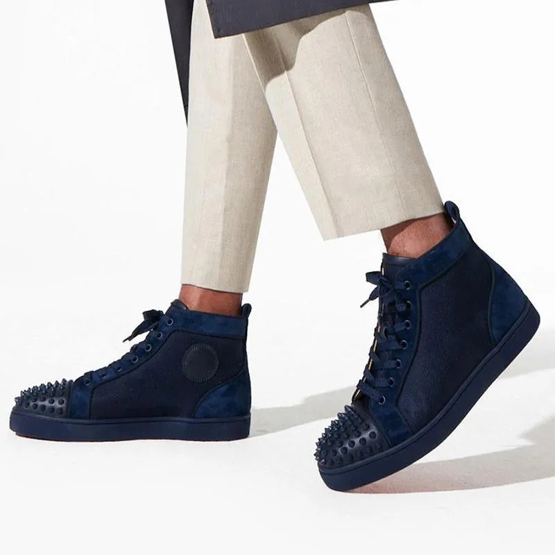 Flat Sneakers Suede Mens Spikes Nylon