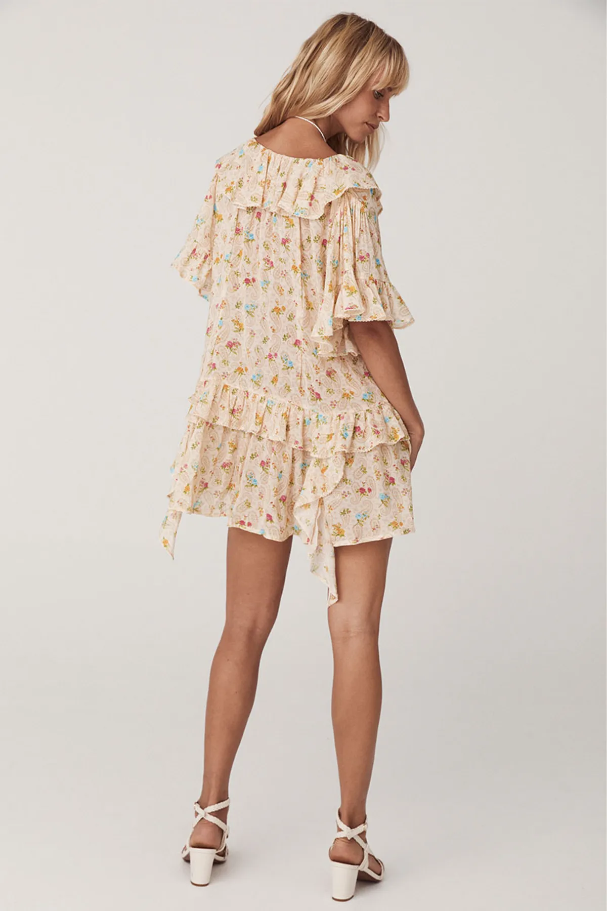Fluer Flutter Sleeve Mini Dress