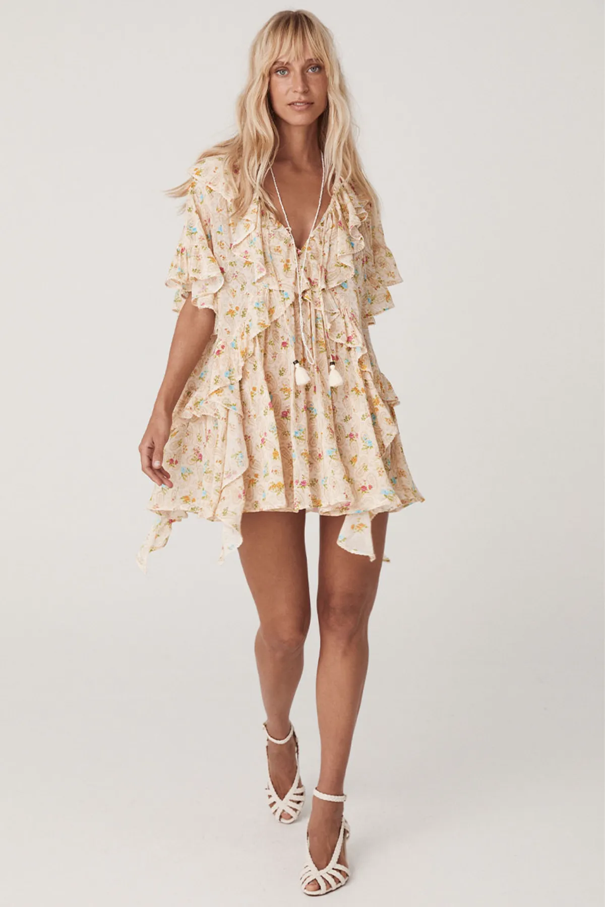 Fluer Flutter Sleeve Mini Dress