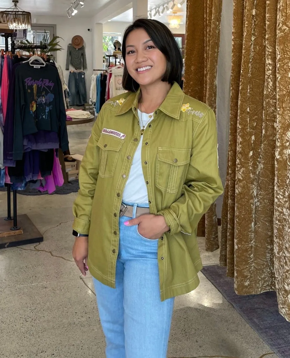 Foxglove Embroidered Shirt Olive
