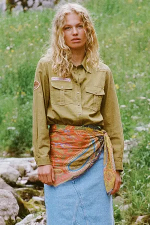 Foxglove Embroidered Shirt | Olive