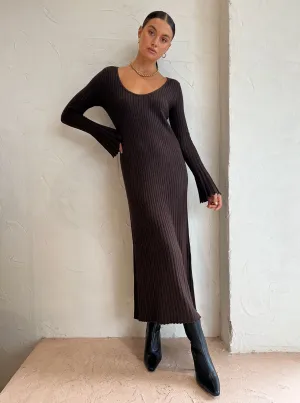 Friends with Frank The Scoop Neck Cleo Dress in Chocolate Melange Cotton