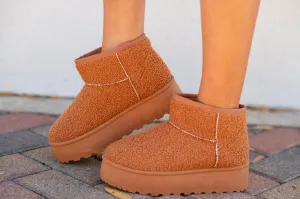 Fuzzy Camel Platform Boots