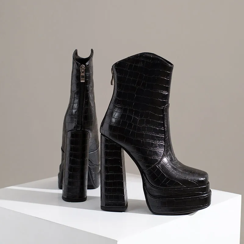 Gabb Square Toe Platform Boots Black