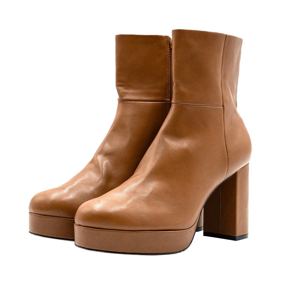 H&M Platform Ankle Boots Leather Brown Colour For Women