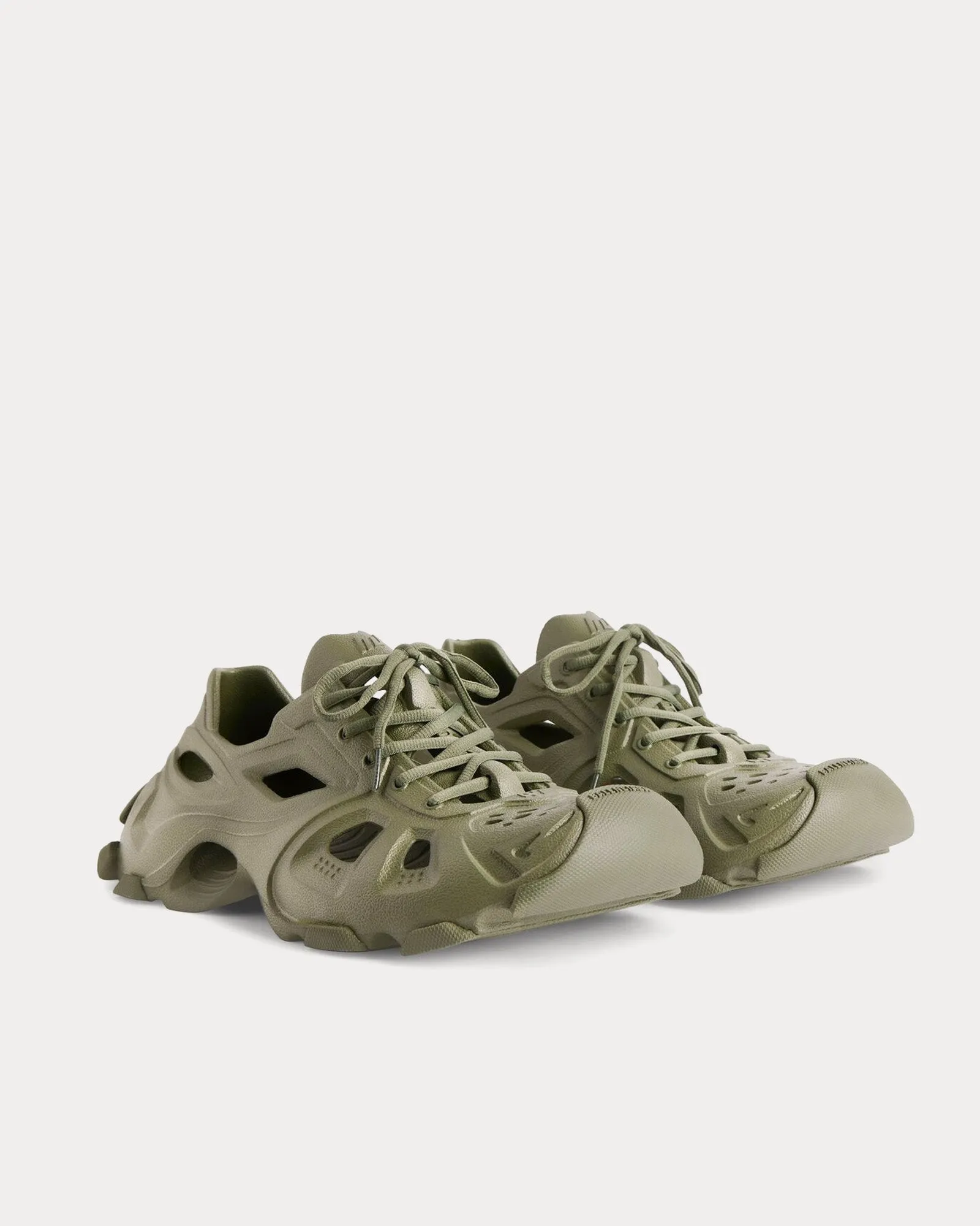 HD Lace-Up Rubber Khaki Low Top Sneakers